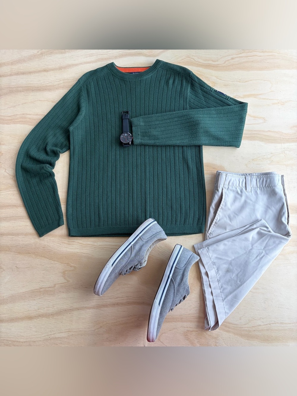 Abercrombie & Fitch Ribbed Muscle Fit Sweater Men's Medium Green Cotton Blend Y2